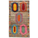 Berbère Colourful Noué À La Main Tapis de Laine Marron / Rouge foncé 109 x 198 cm