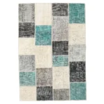 Patchwork Noué À La Main Tapis Gris / Beige 160 x 232 cm